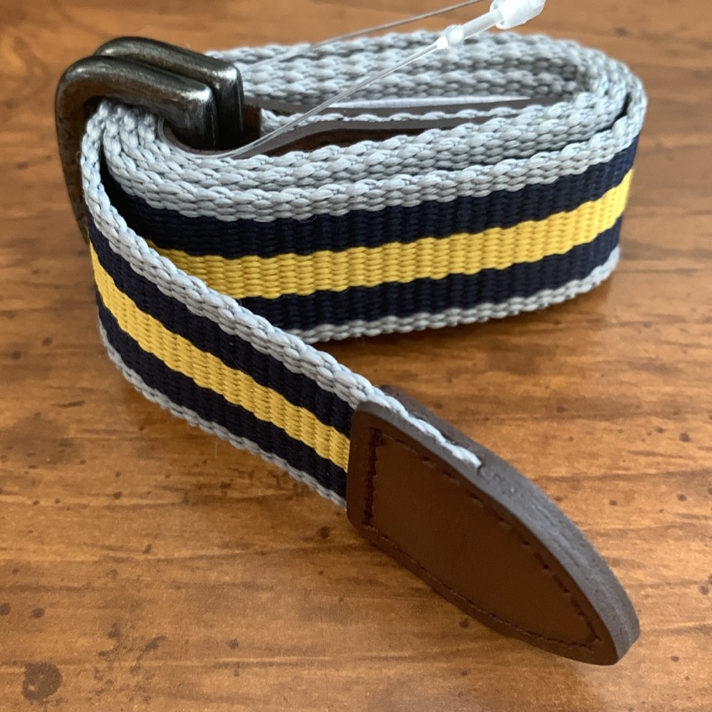 Janie and Jack Toddler Boys Gray Blue Yellow Striped Belt
